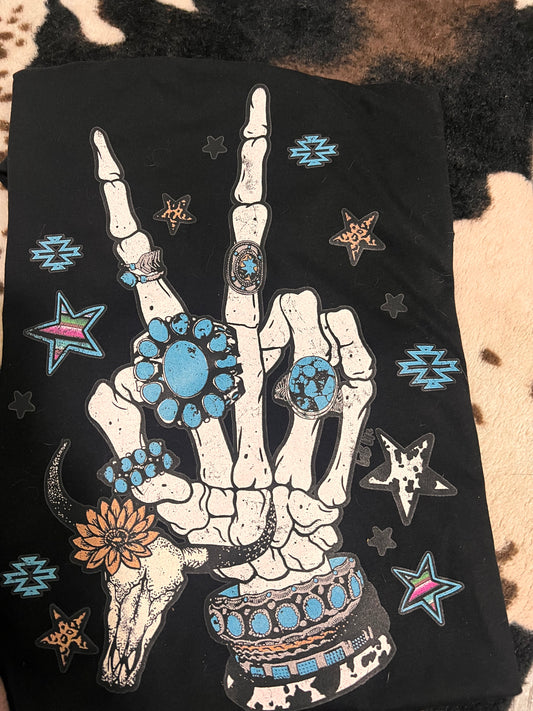 Skeleton Peace Hand Tee