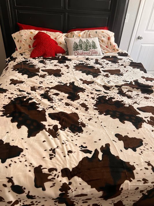 Cow Print Plush Blanket